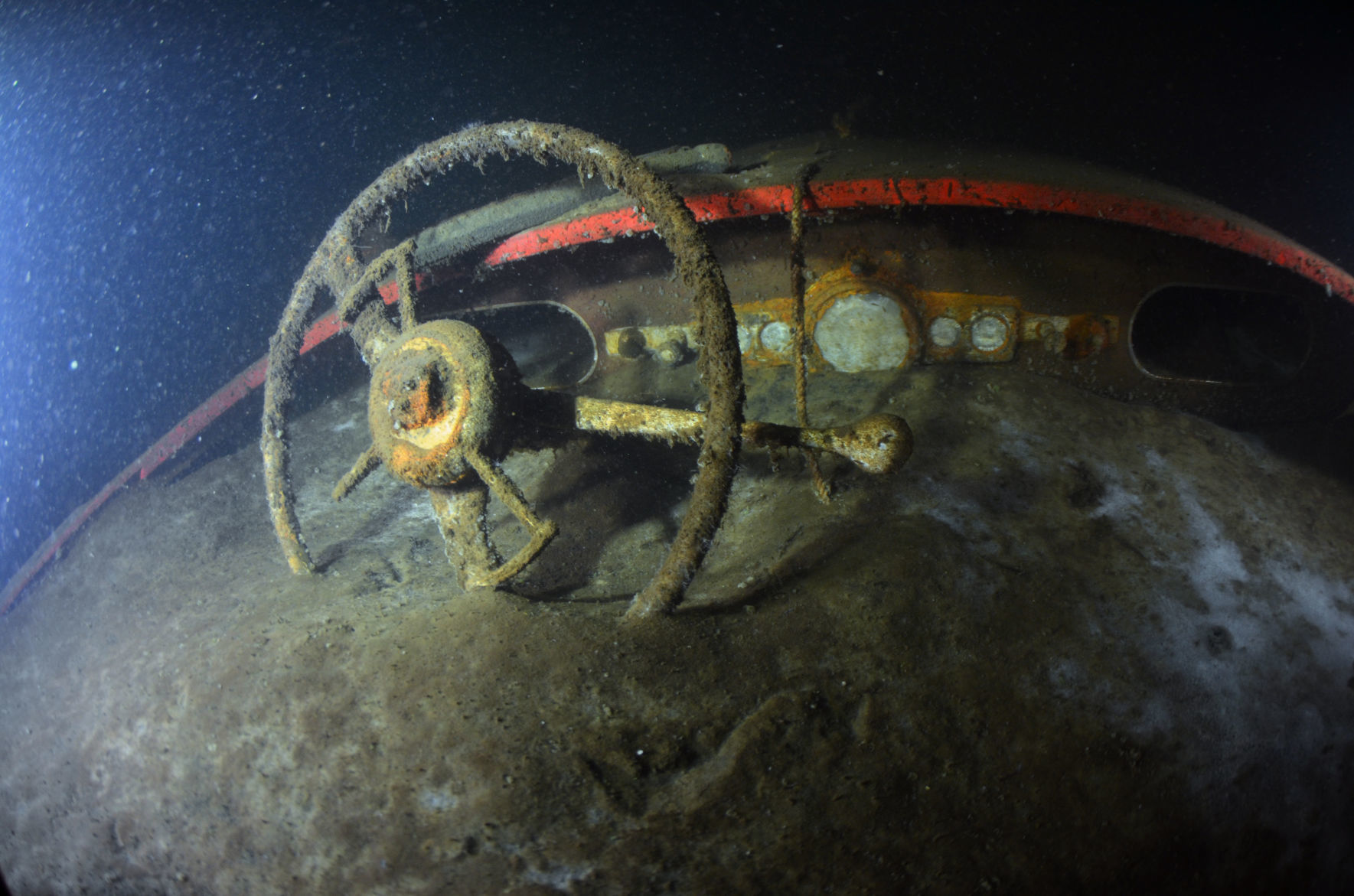 Silt-covered boat
